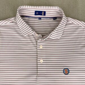 Stitch Golf Polo Shirt Mens M/L Pink Blue Striped Performance Travel Preppy